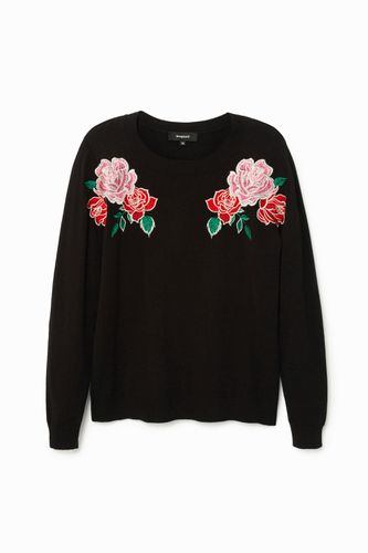 Short tricot embroidered shoulders jumper - - S - Desigual - Modalova