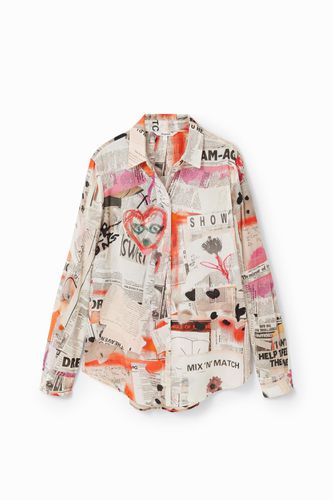 Fine newspaper shirt - WHITE - M - Desigual - Modalova