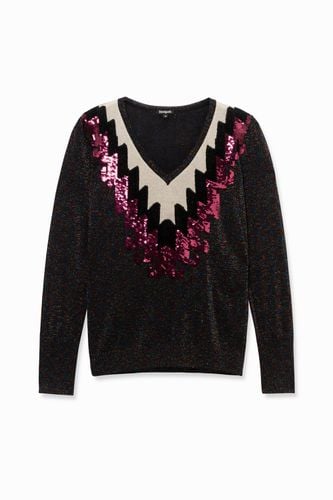 Jumper with friezes and shiny sequins - - S - Desigual - Modalova