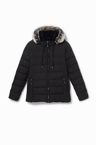 Slim hooded jacket removable fur - - L - Desigual - Modalova