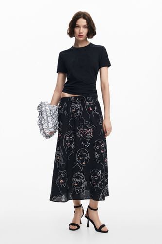 Long skirt with faces - BLACK - XS - Desigual - Modalova