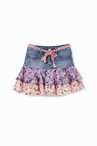 Minifalda denim volantes - Desigual - Modalova