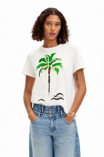 Hand-painted palm tree T-shirt - - L - Desigual - Modalova