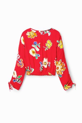 Short gathered floral blouse - - XL - Desigual - Modalova