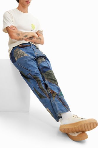 Relaxed patchwork jeans - BLUE - 28 - Desigual - Modalova