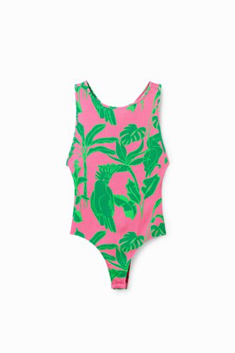 Ribbed tropical bodysuit with straps - XL - Desigual - Modalova