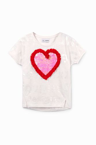 Camiseta corazón lentejuelas - Desigual - Modalova