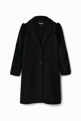 Wool coat with fur effect - - M - Desigual - Modalova