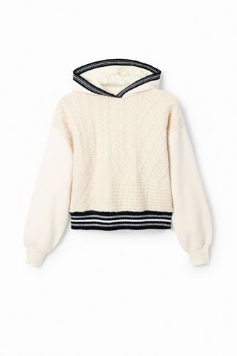 Crochet hybrid hoodie - WHITE - XS - Desigual - Modalova