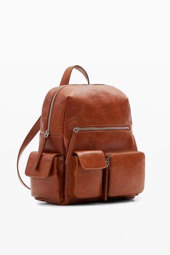 Multi-pocket leather backpack - U - Desigual - Modalova