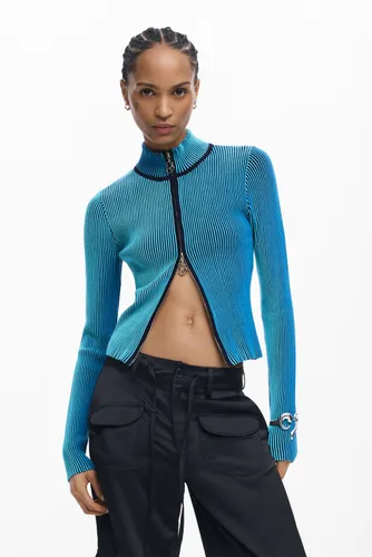 HIGH NECK ZIPPER SWEATER - BLUE - S - Desigual - Modalova