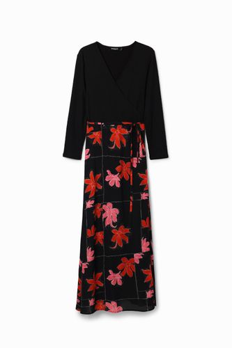 Robe midi croisée fleurs - Desigual - Modalova