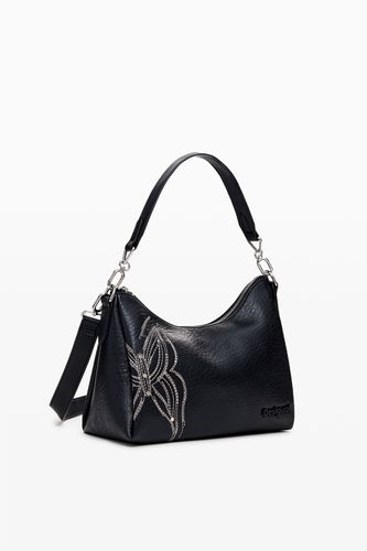 Faux leather handbag with zipper closure and butterfly engraving. - - U - Desigual - Modalova