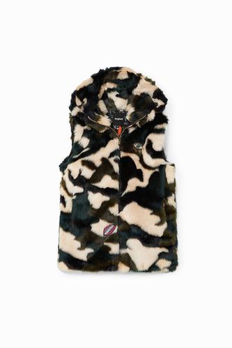 Furry animal print vest embroidered - - L - Desigual - Modalova