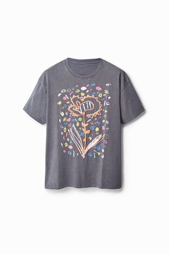 Camiseta oversize flor - BLACK - S - Desigual - Modalova