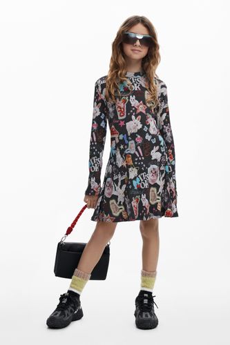Vestido Skater gatos manga larga - 3/4 - Desigual - Modalova
