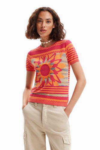 Camiseta punto flor - ORANGE - XS - Desigual - Modalova