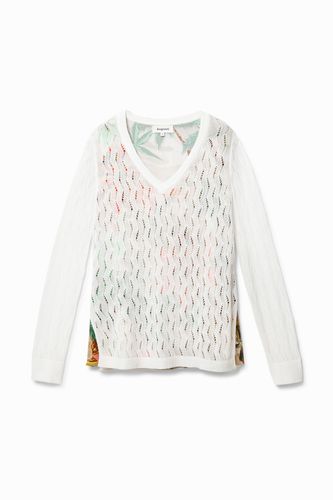 Floral knit jumper - WHITE - S - Desigual - Modalova