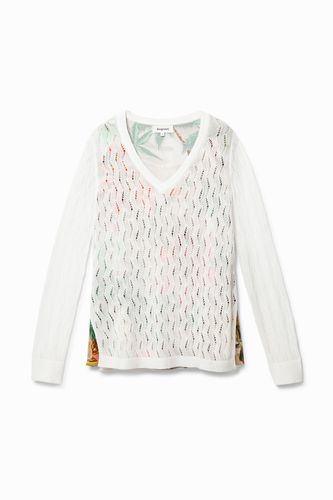 Floral knit jumper - WHITE - XS - Desigual - Modalova