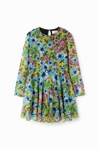 Vestido manga larga tul flores - 9/10 - Desigual - Modalova