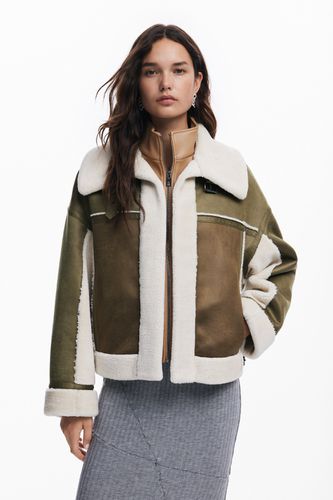 Shearling biker jacket - GREEN - L - Desigual - Modalova