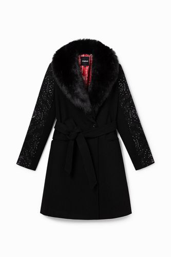 Coat with fur collar - BLACK - 40 - Desigual - Modalova