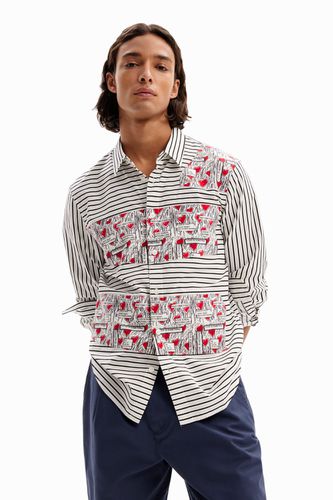 Striped love shirt - WHITE - XL - Desigual - Modalova