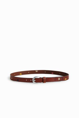 Embroidered leather belt - - 85 - Desigual - Modalova