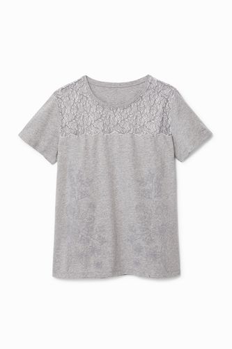 Camiseta floral con encaje - - XL - Desigual - Modalova