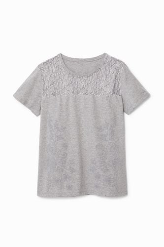 Floral T-shirt with lace - - S - Desigual - Modalova