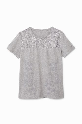 Floral T-shirt with lace - - XL - Desigual - Modalova