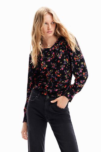 Blusa fruncida floral - BLACK - L - Desigual - Modalova