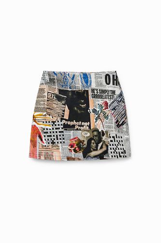 Minifalda slim collage periódicos - Desigual - Modalova