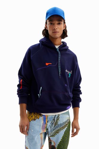 Paint embroidery hoodie - BLUE - L - Desigual - Modalova