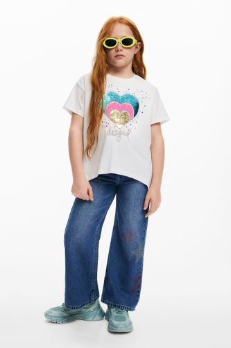 Camiseta corazón strass - 7/8 - Desigual - Modalova