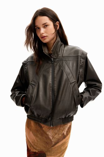 Leather-effect detachable sleeve jacket - - L - Desigual - Modalova