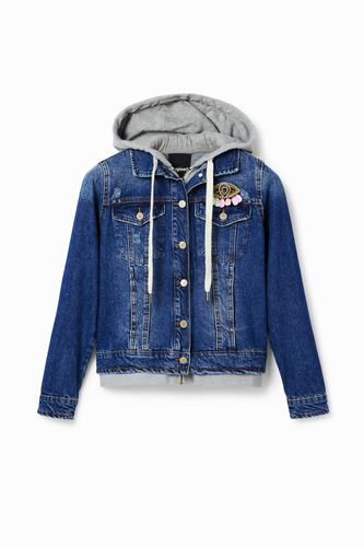 Hooded denim jacket - BLUE - S - Desigual - Modalova