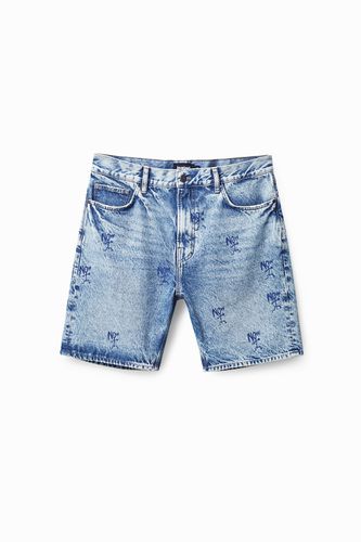 Washed-effect denim Bermuda shorts - - 30 - Desigual - Modalova