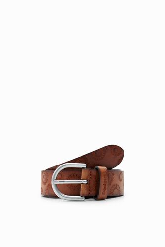 Geometric leather belt - BROWN - 85 - Desigual - Modalova