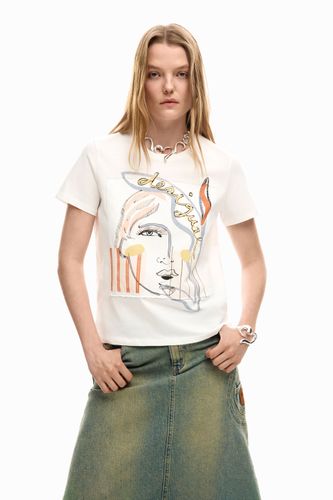 Logo face t-shirt - WHITE - XL - Desigual - Modalova