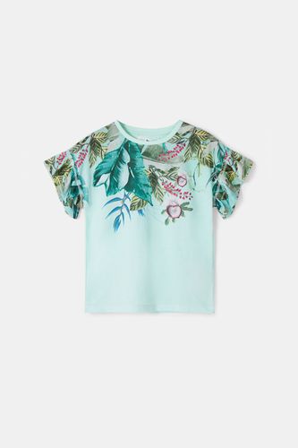Camiseta flores manga de volantes - Desigual - Modalova
