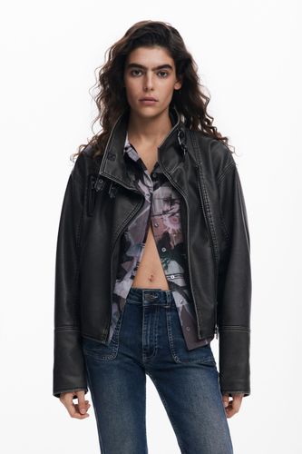Oversized leather-effect biker jacket - S - Desigual - Modalova