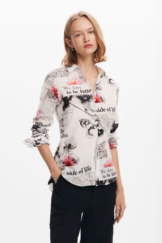 Camisa texto flores - WHITE - L - Desigual - Modalova