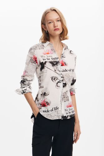 Camisa texto flores - WHITE - S - Desigual - Modalova