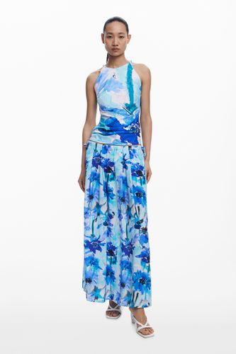 Falda midi evasé flores - L - Desigual - Modalova