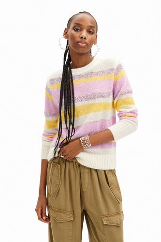 Striped knit pullover - WHITE - L - Desigual - Modalova