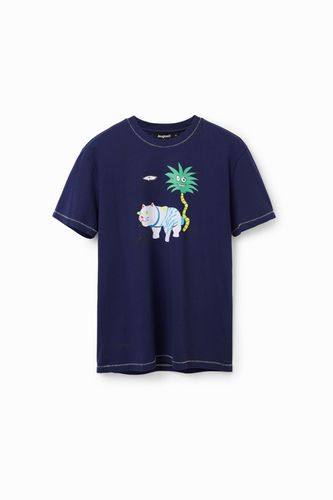 Short-sleeve cat T-shirt - BLUE - M - Desigual - Modalova