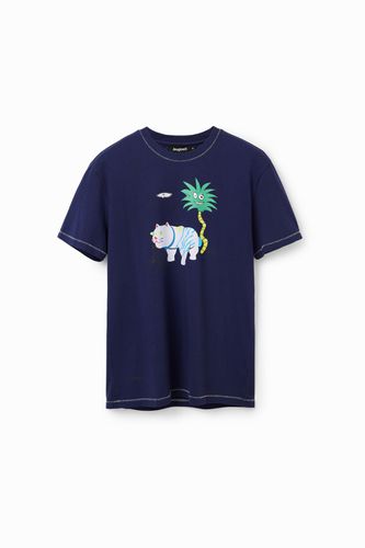 Short-sleeve cat T-shirt - BLUE - S - Desigual - Modalova