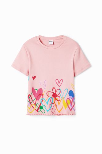 Camiseta ilustraciones corazones - - 3/4 - Desigual - Modalova