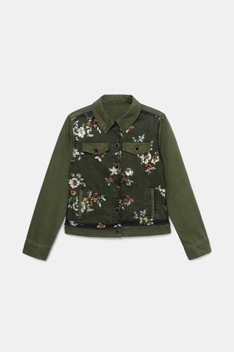 Slim denim jacket flowers - - 38 - Desigual - Modalova